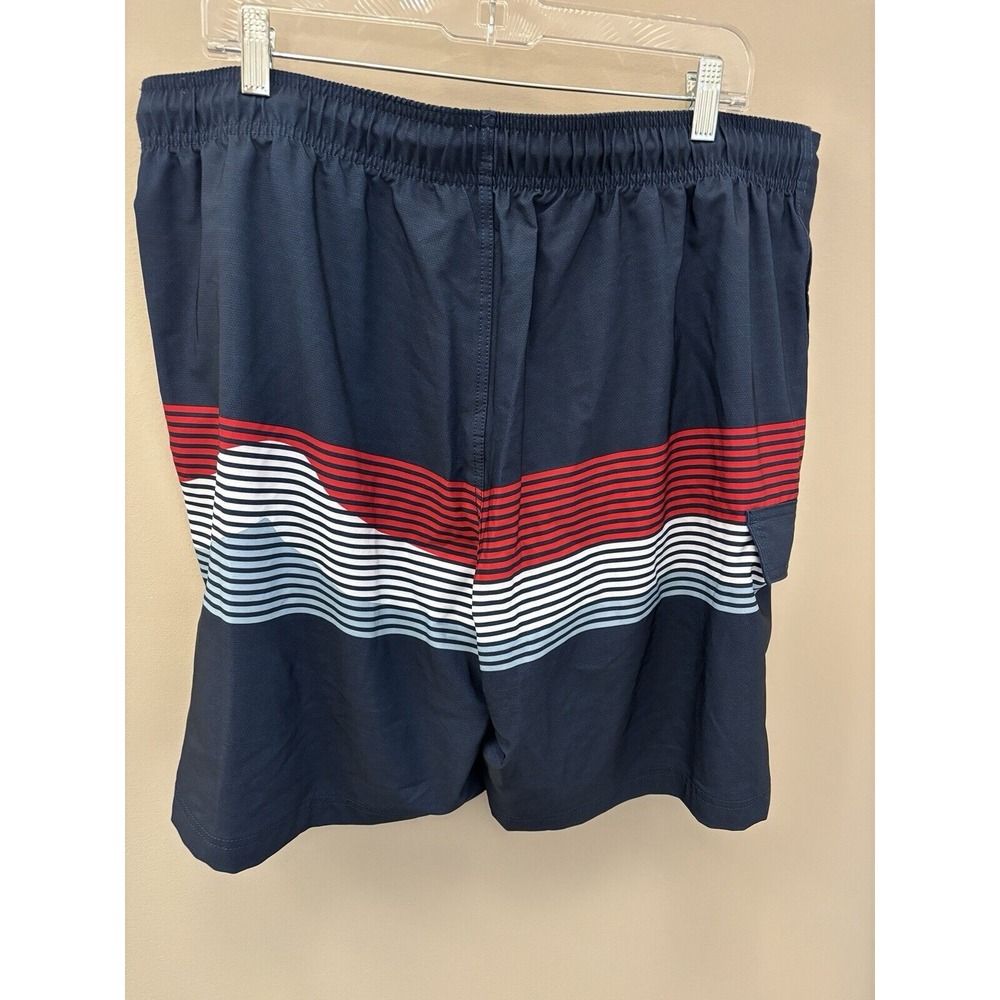 George men's XL 40-42 swim trunks lined navy blue with red and white Recycled - Picture 3 of 5